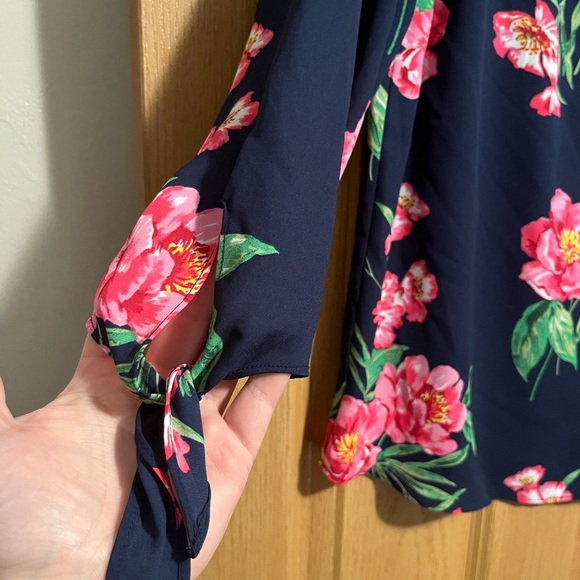Talbots Navy and Pink Floral Blouse - Picture 4 of 9